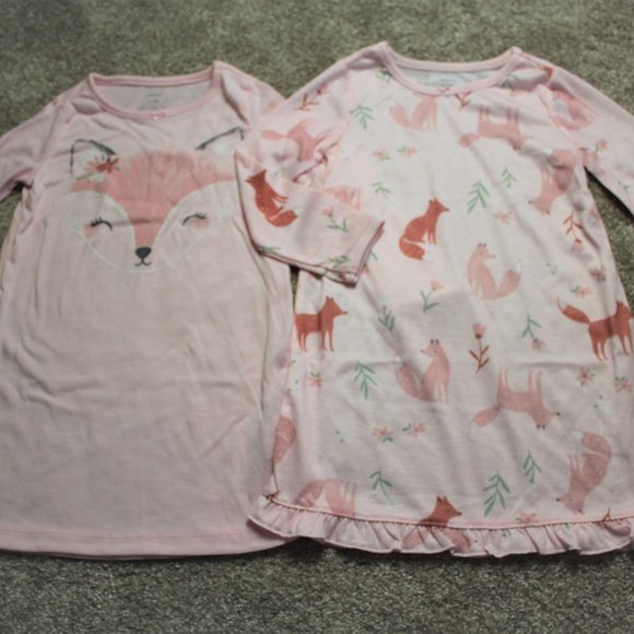 Carter's Other - Carters Pink Fox Nightgown Set Long-Sleeved Pajamas Toddler Girls 2-3 4-5 NWT